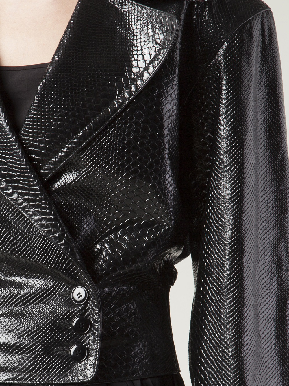 Alaïa Leather Snakeskin Jacket in Black - Lyst
