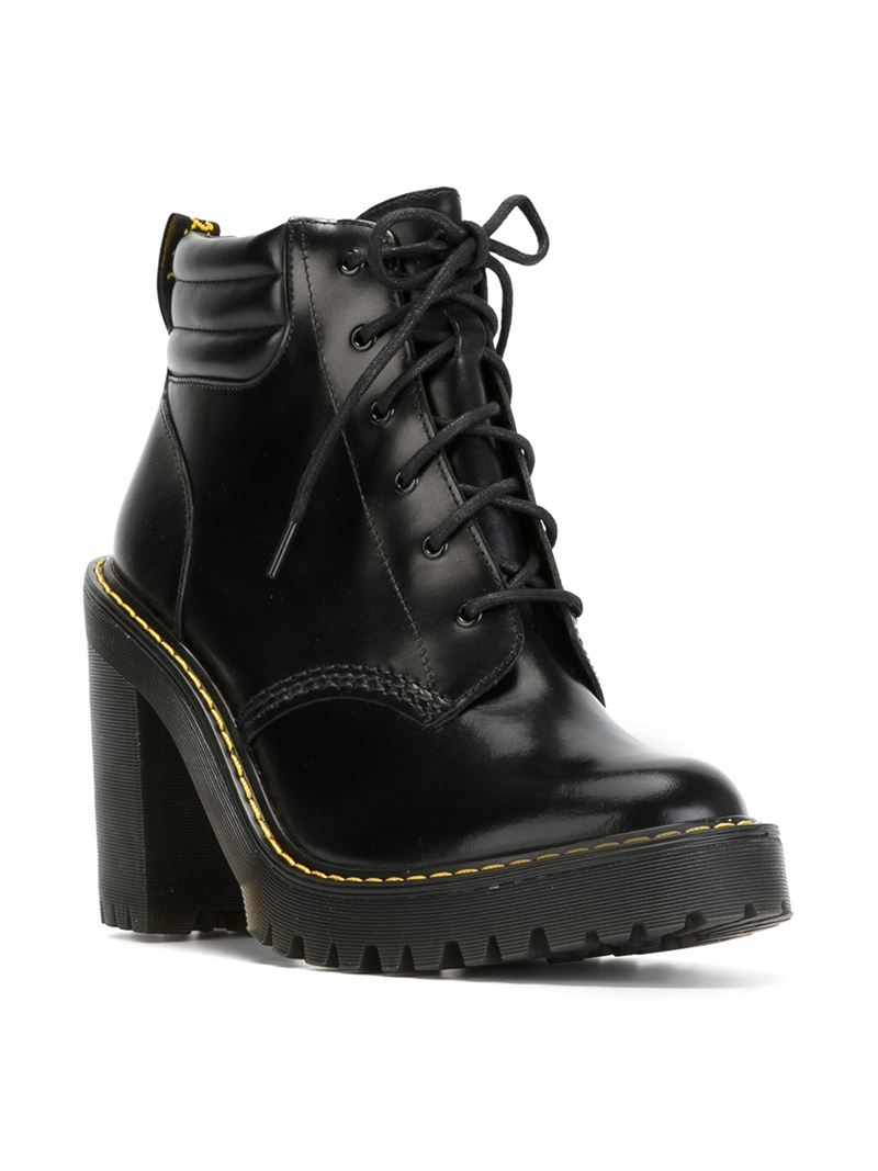 Dr. Martens ChunkyHeel LaceUp Leather Boots in Black Lyst