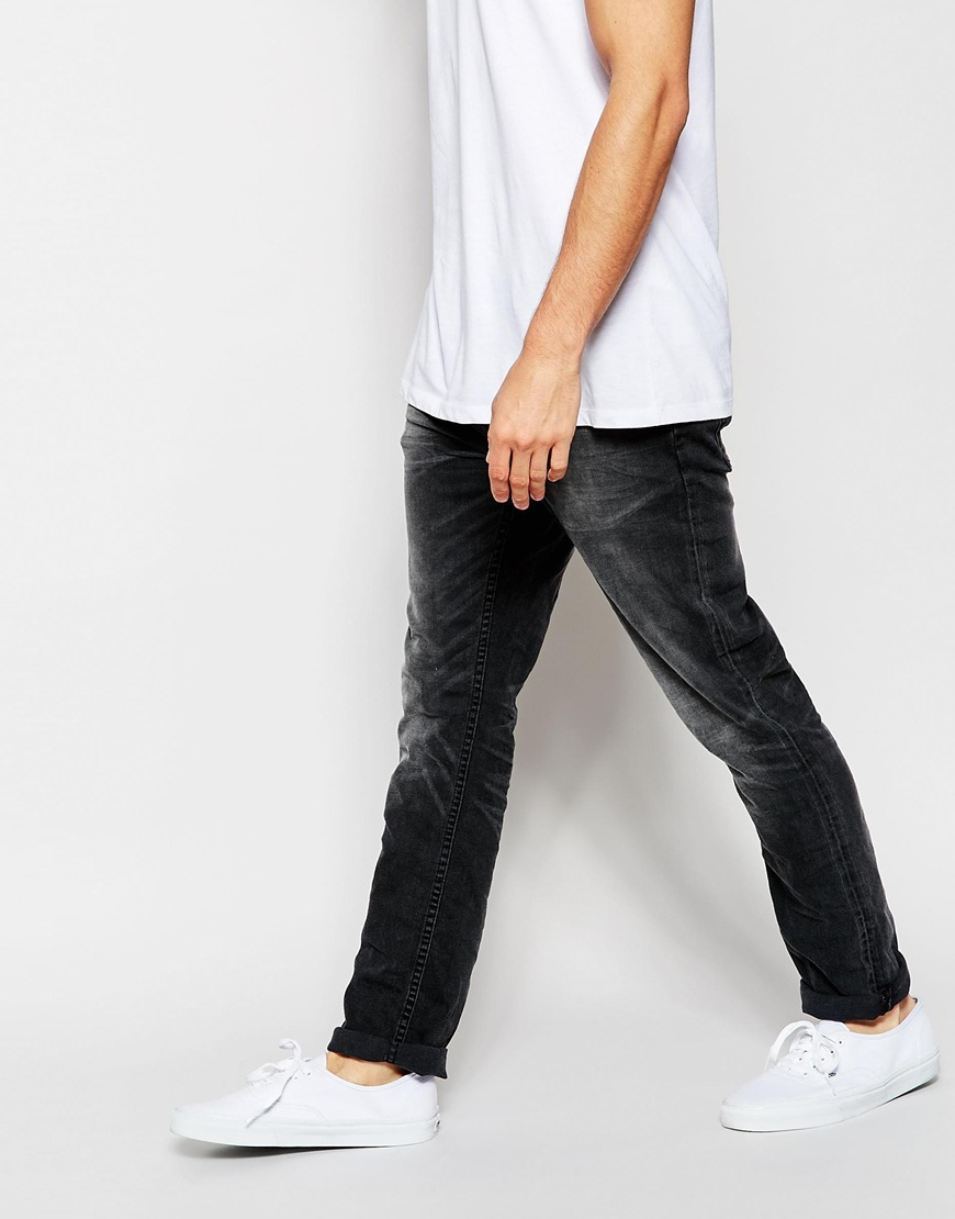 mens washed black jeans