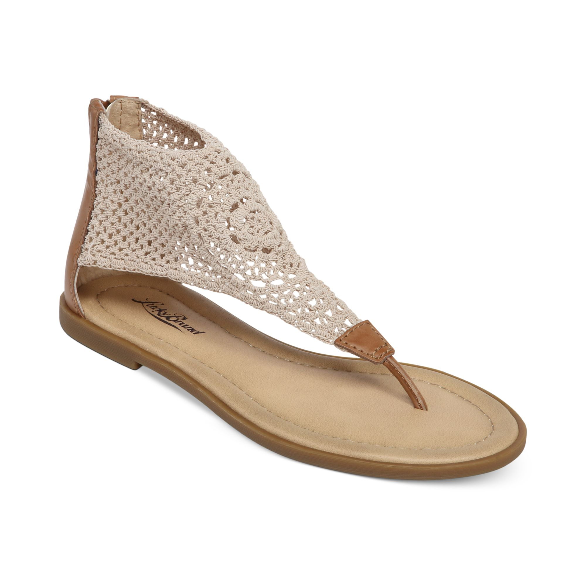 Lucky brand Womens Cropley Flat Thong Sandals in Natural | Lyst