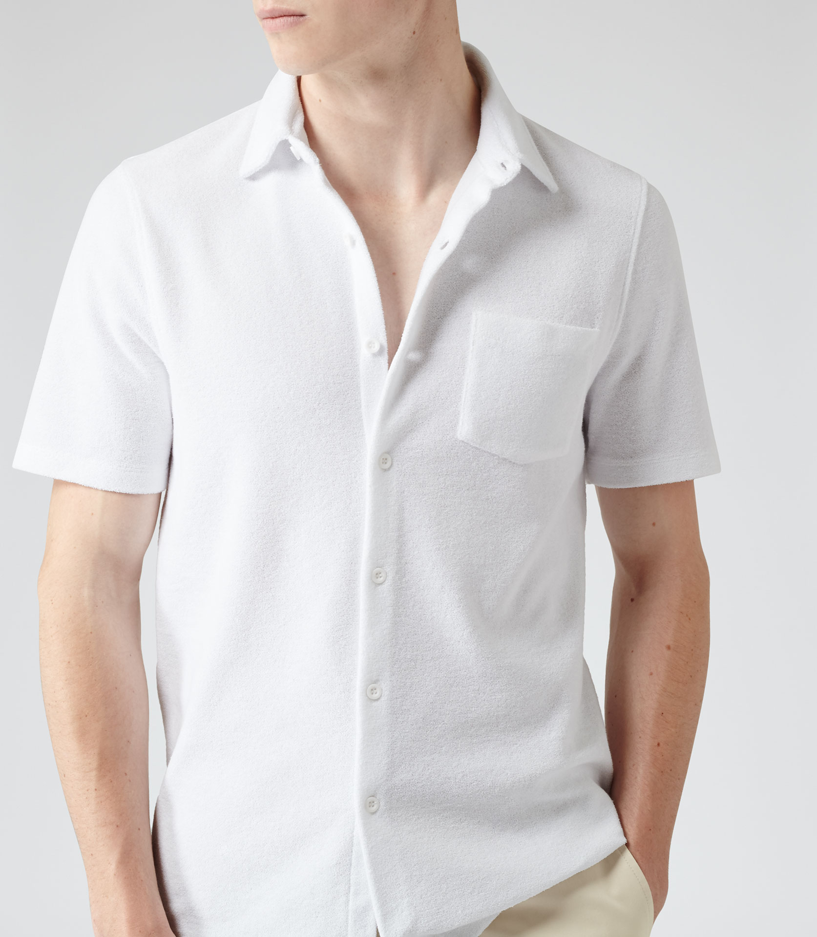 Reiss Margarita Terry Towelling Shirt in White for Men - Lyst