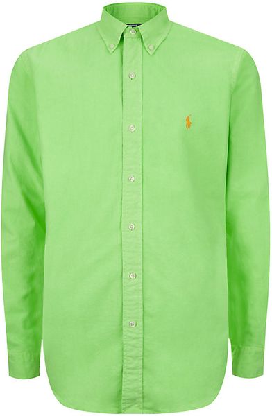 Polo Ralph Lauren Custom Fit Neon Linen Shirt in Green for Men | Lyst