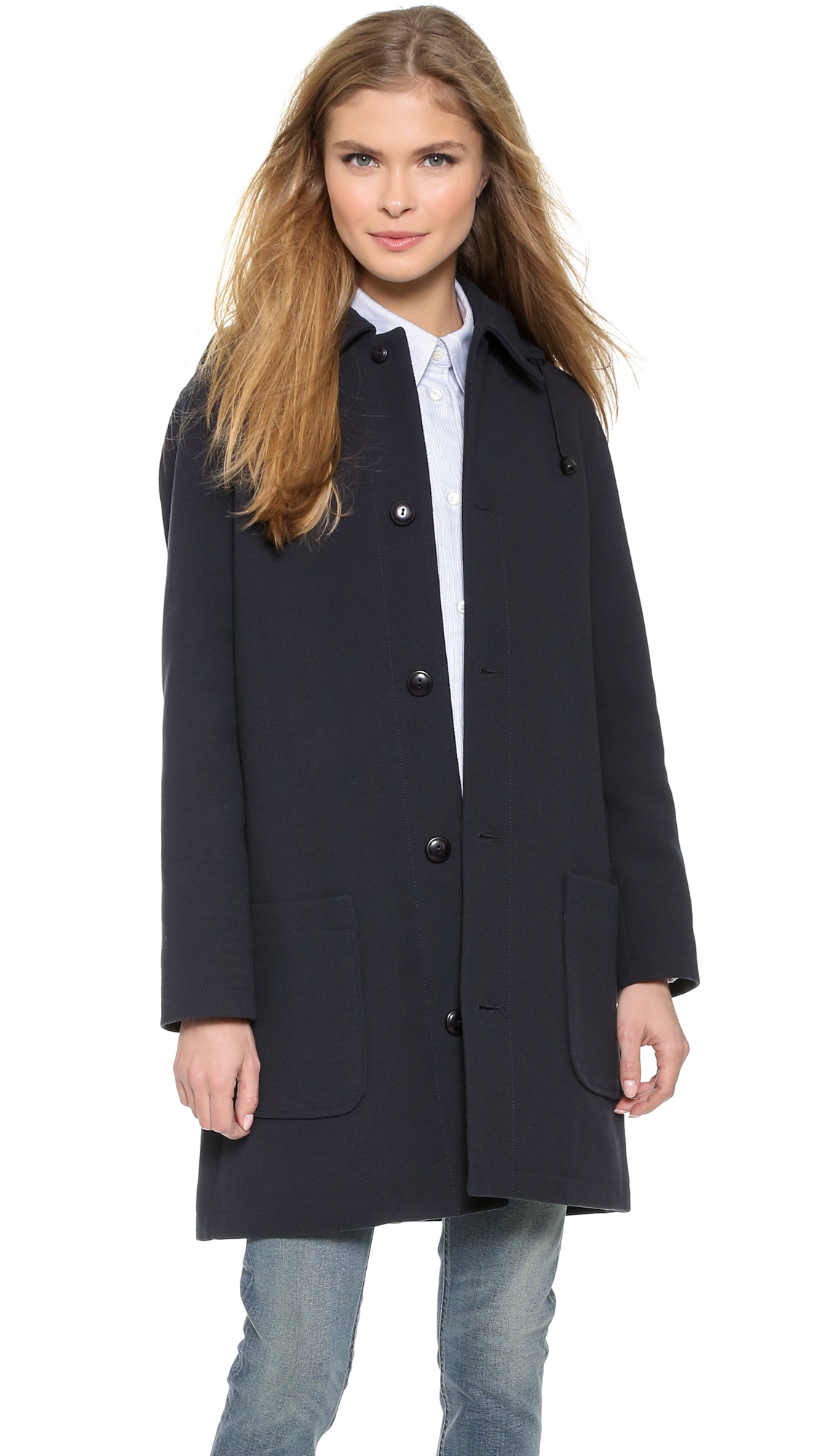 A.P.C. Manteau Ecole Coat - Dark Navy in Blue | Lyst