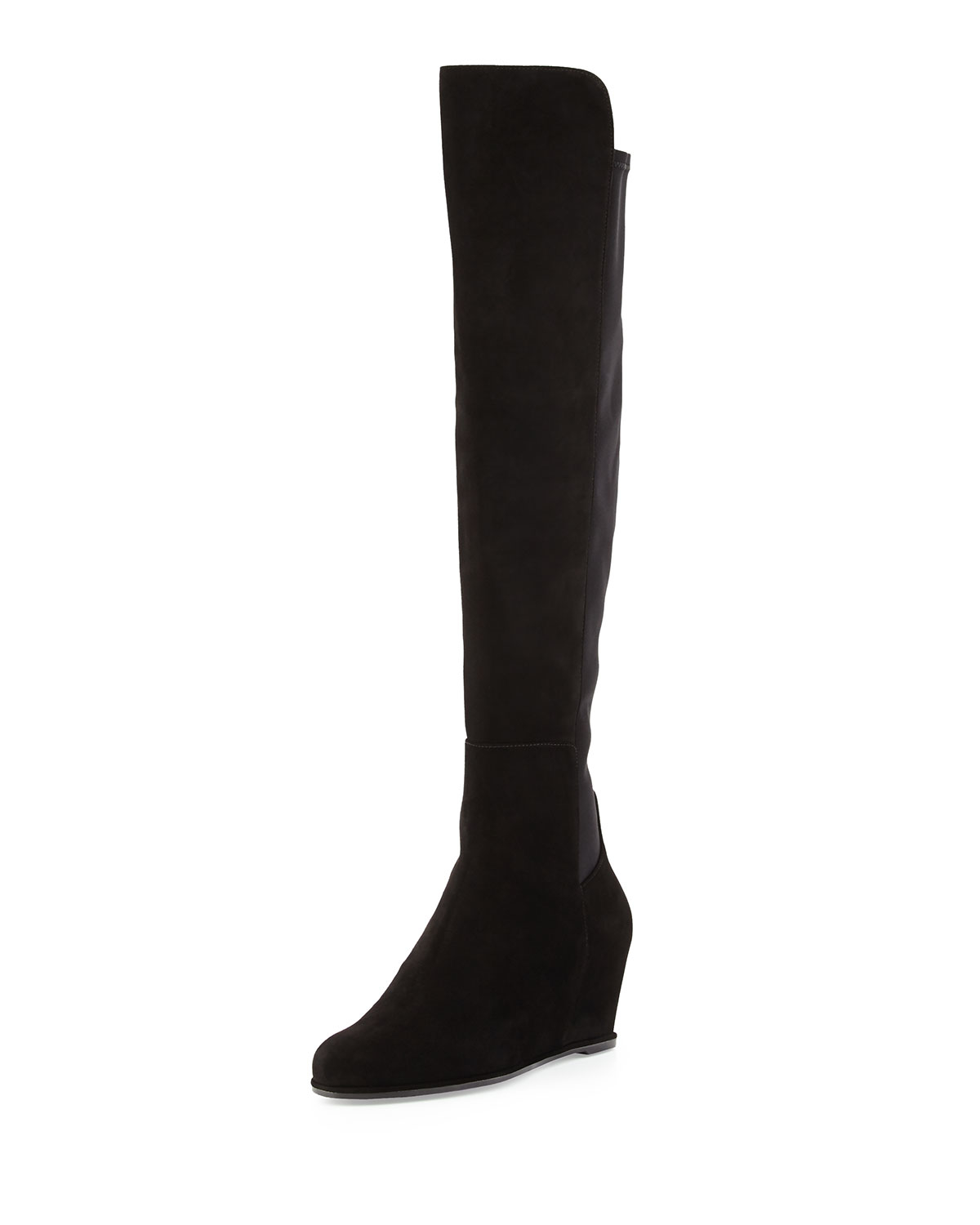 Lyst - Stuart weitzman Semi Hidden-wedge Suede Over-the-knee Boot in Black