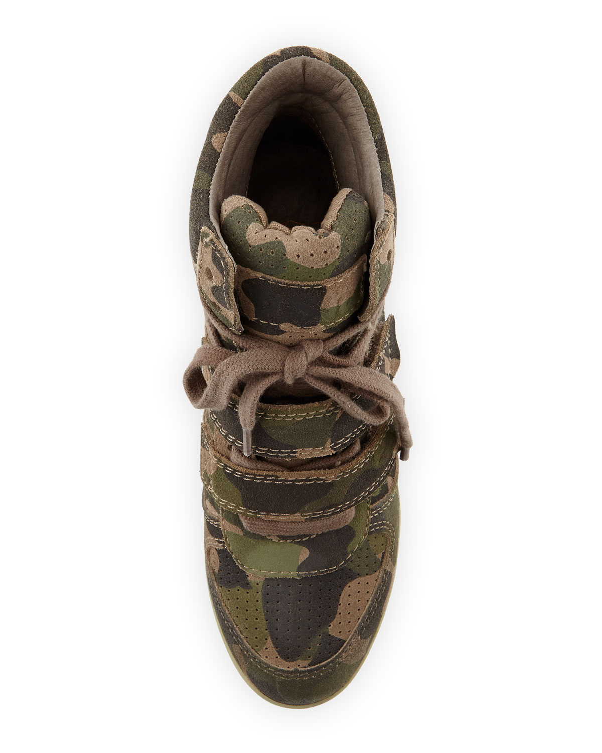 camo print wedge sneakers