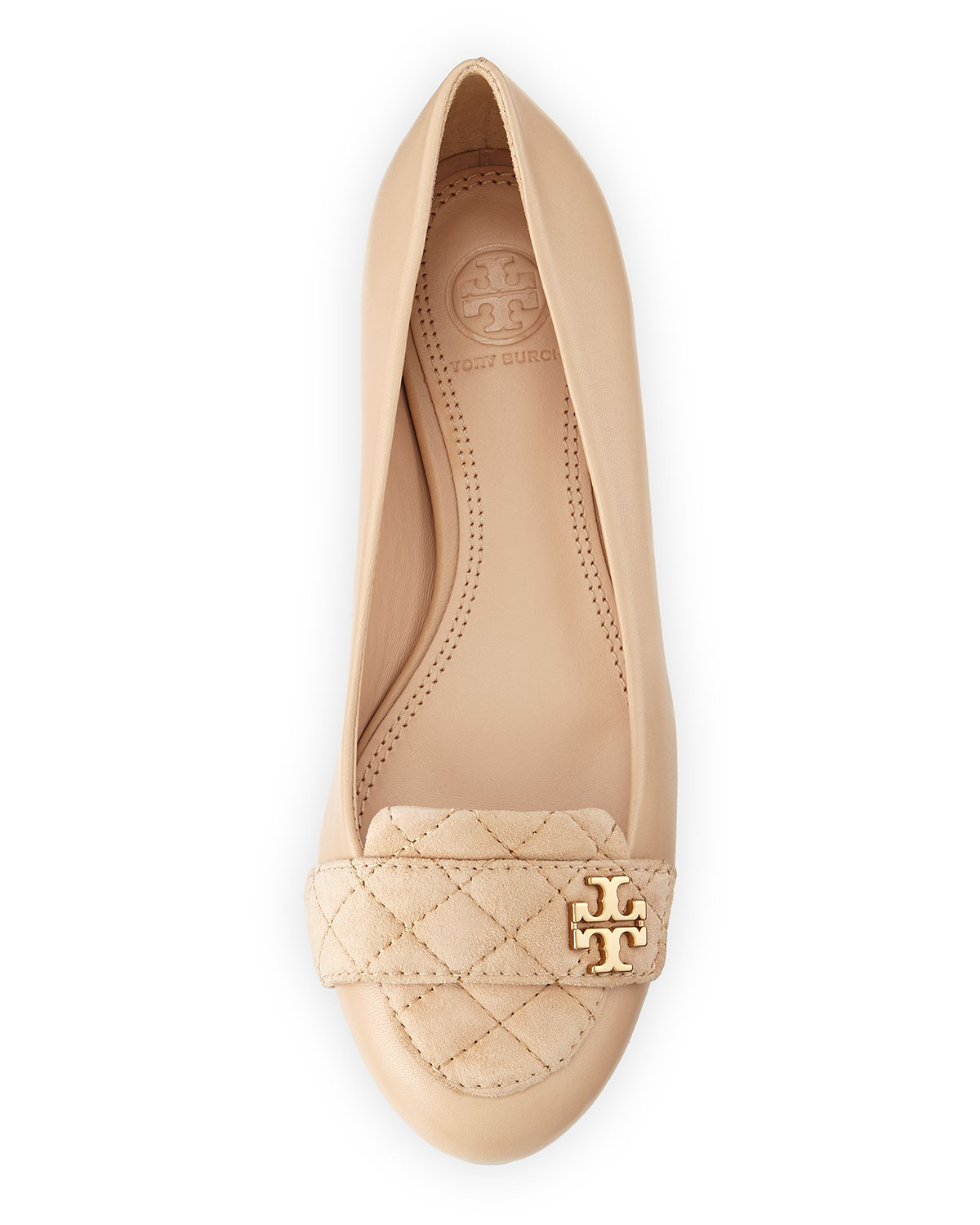 Tory Burch Leila Quilted Ballerina Loafer in Natural - Lyst