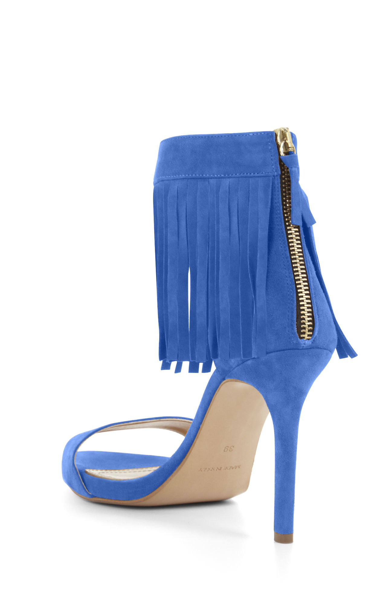 Lyst - Bcbgmaxazria High-heel Suede Fringe Ankle Sandal in Blue