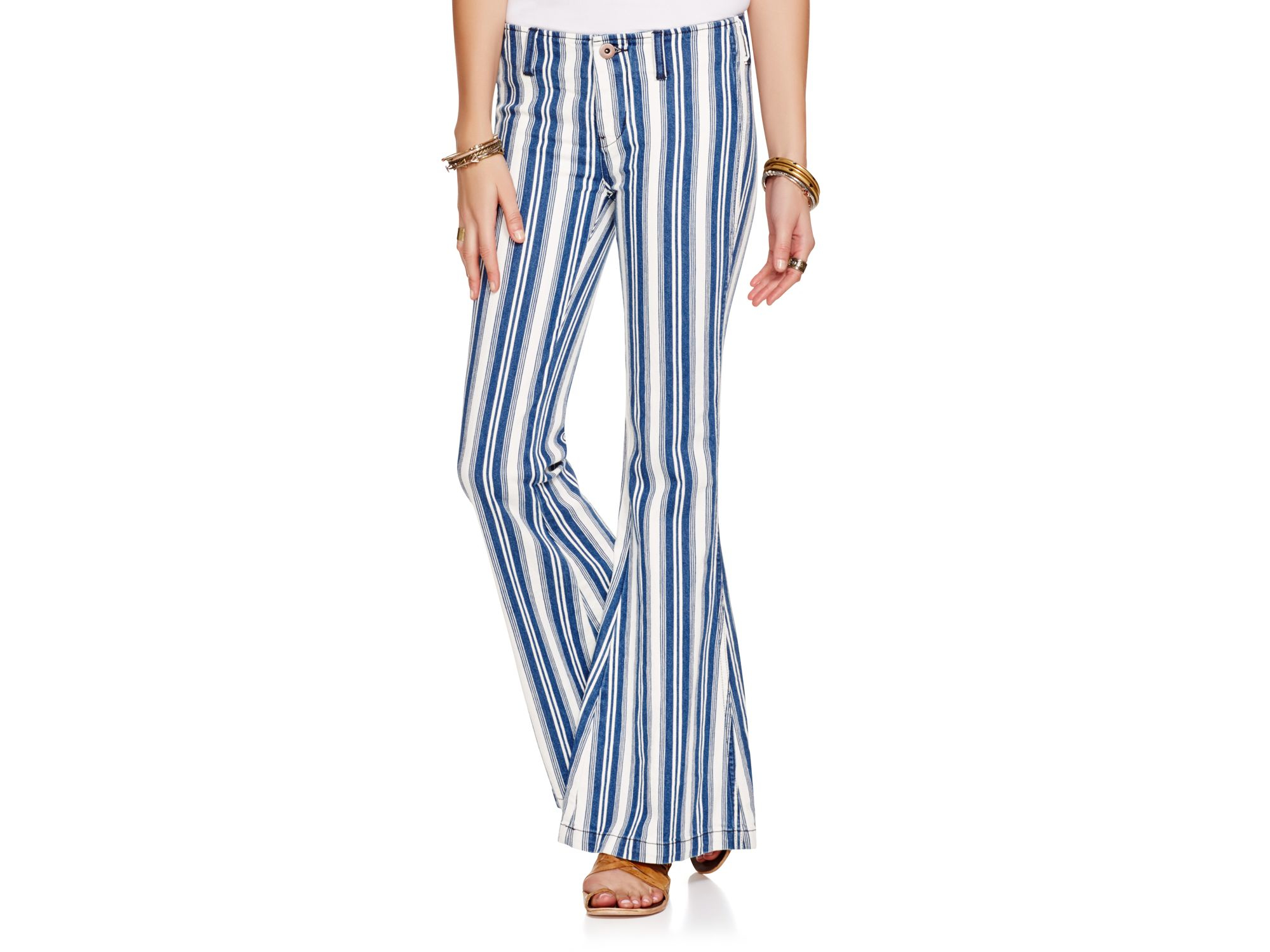 Blue striped flare pants Clearance