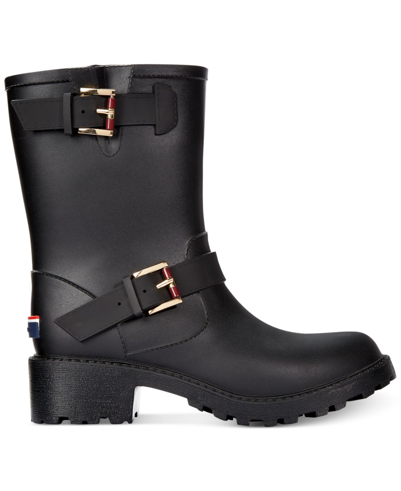 tommy hilfiger black rain boots