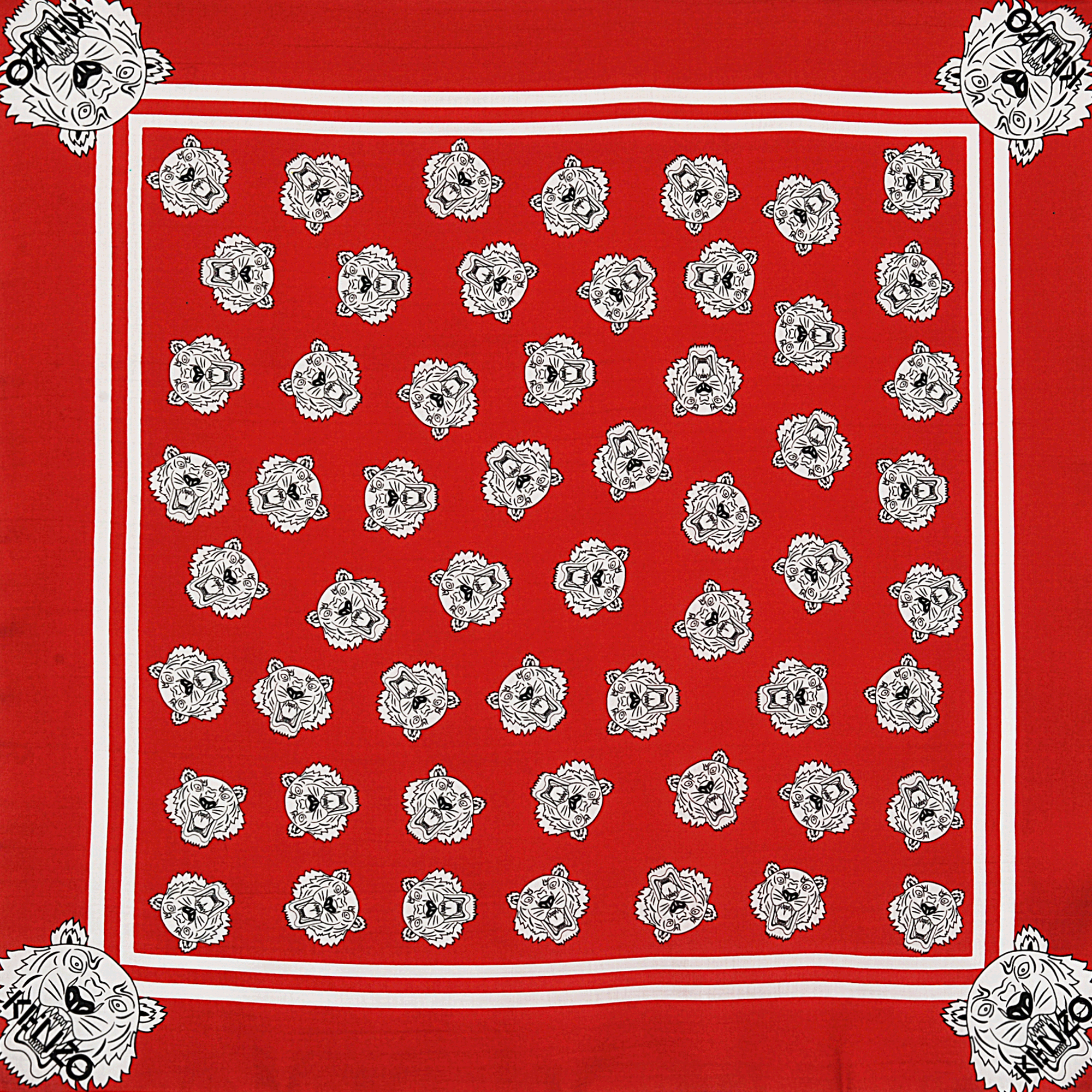 KENZO Tiger Bandana Silk Square 70x70 in Red | Lyst
