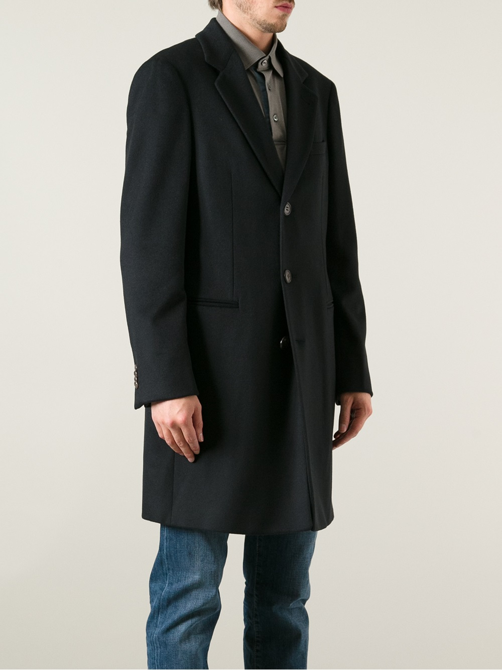Giorgio Armani Dress Coat in Black for Men - Lyst