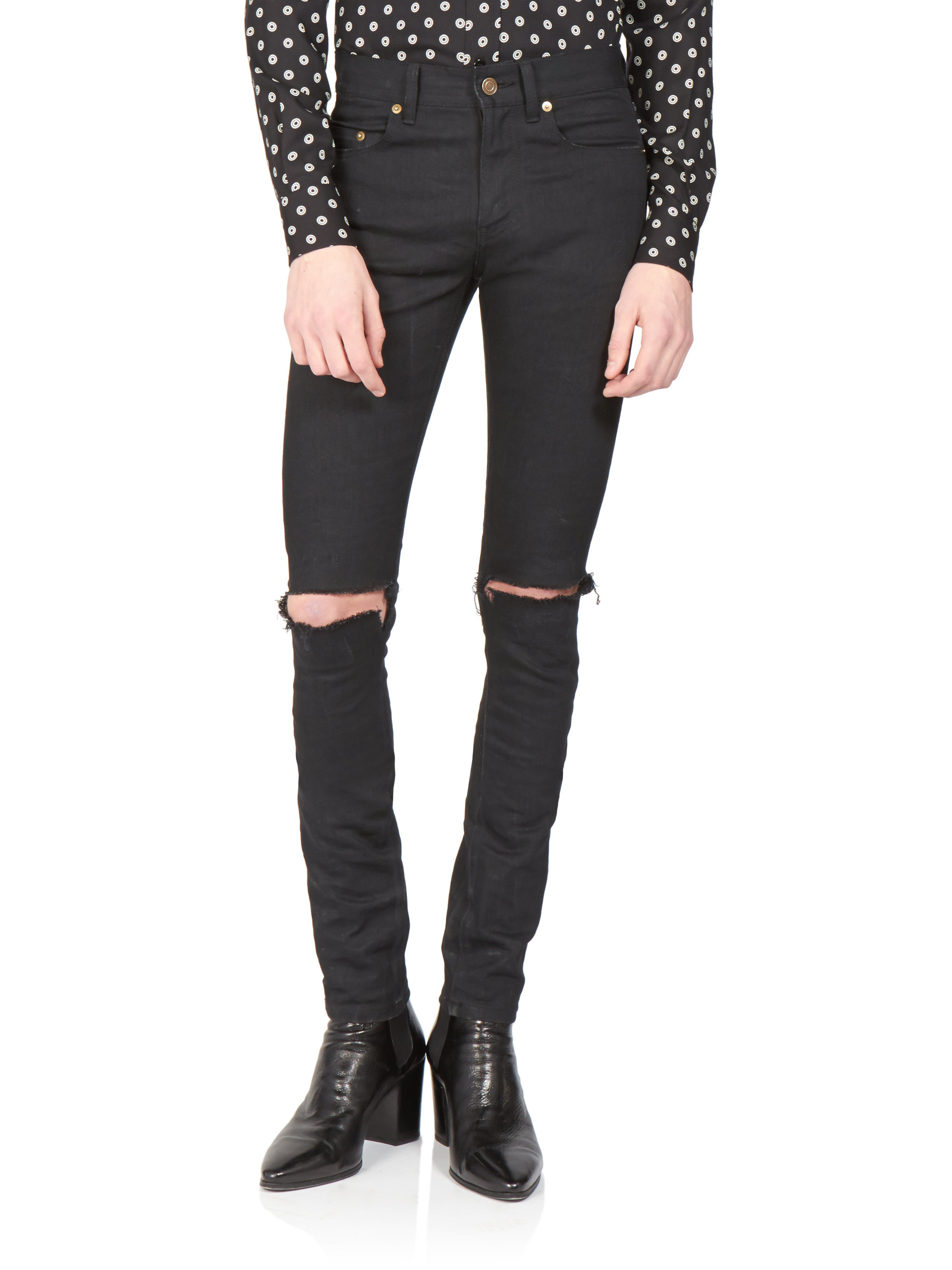 Saint laurent shop distressed jeans