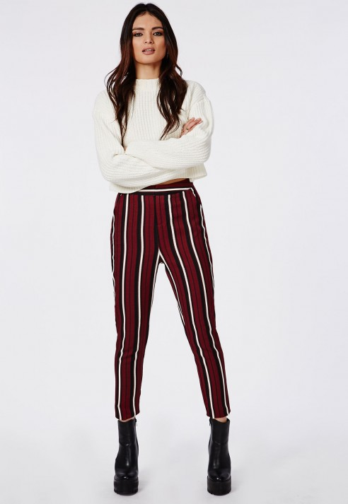 maroon cigarette pants