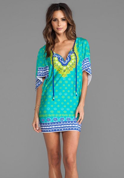 Trina Turk Seychelles Tunic Cover Up in Green in Blue (Jungle) | Lyst