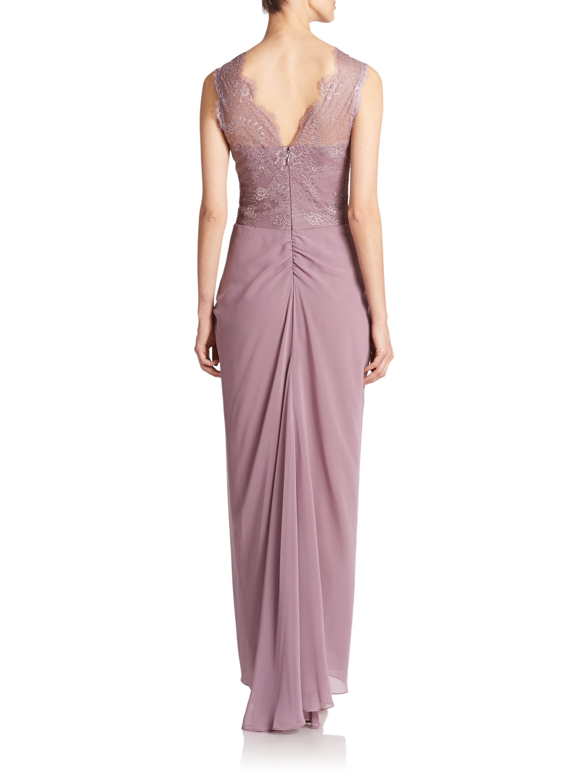 BCBGMAXAZRIA Brandy Lace-Bodice Gown in Purple | Lyst