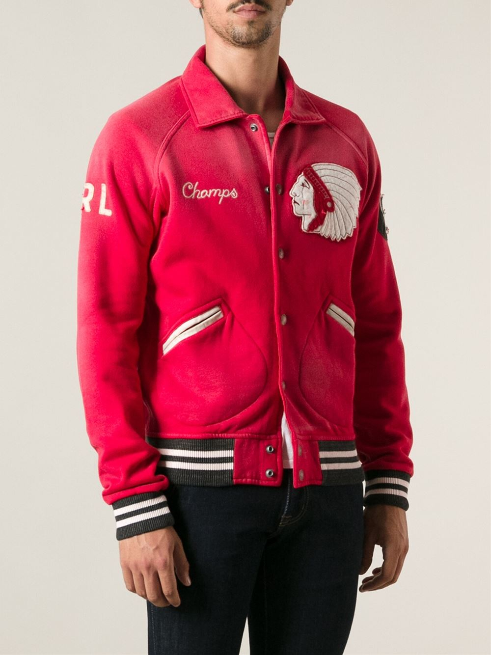 Polo Ralph Lauren Indian Patch Baseball Jacket in Red for Men