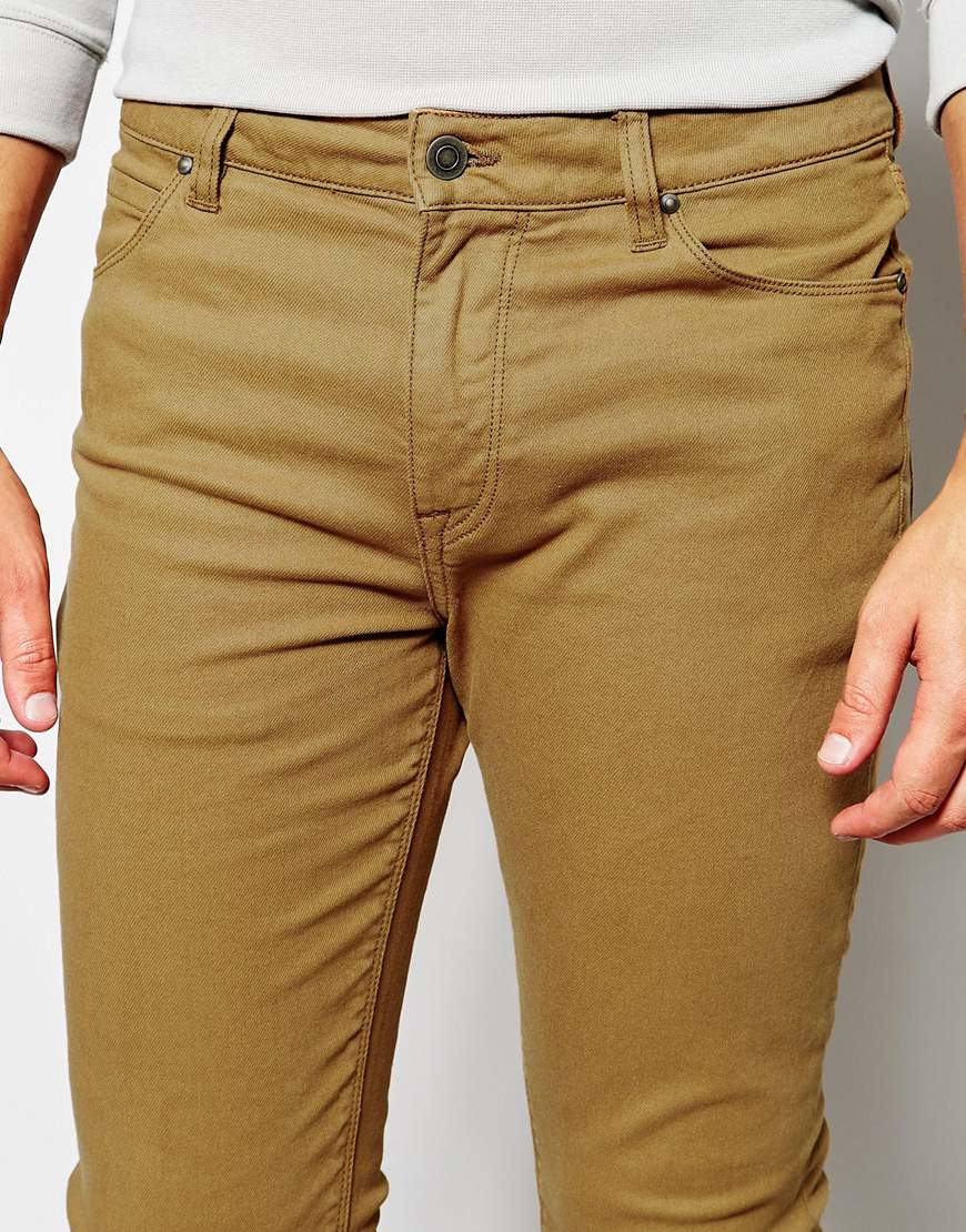 ASOS Denim Super Skinny Jeans In Dark Tan in Brown for Men - Lyst