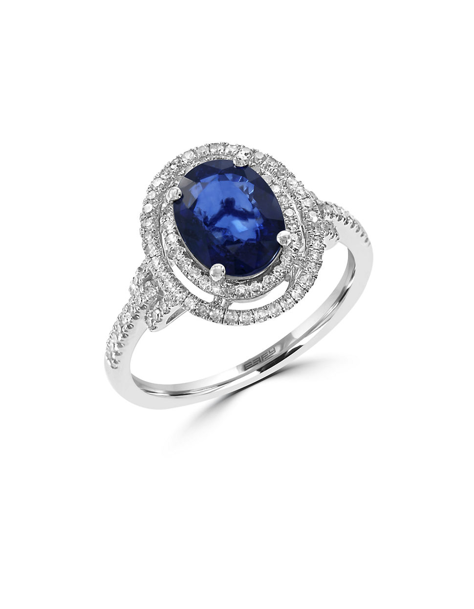 Effy 14k White Gold Sapphire And Diamond Ring in Metallic | Lyst