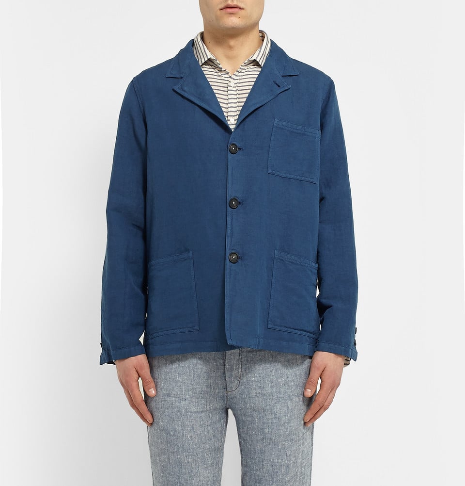 Massimo alba Unstructured Linen And CottonBlend Jacket in Blue for Men