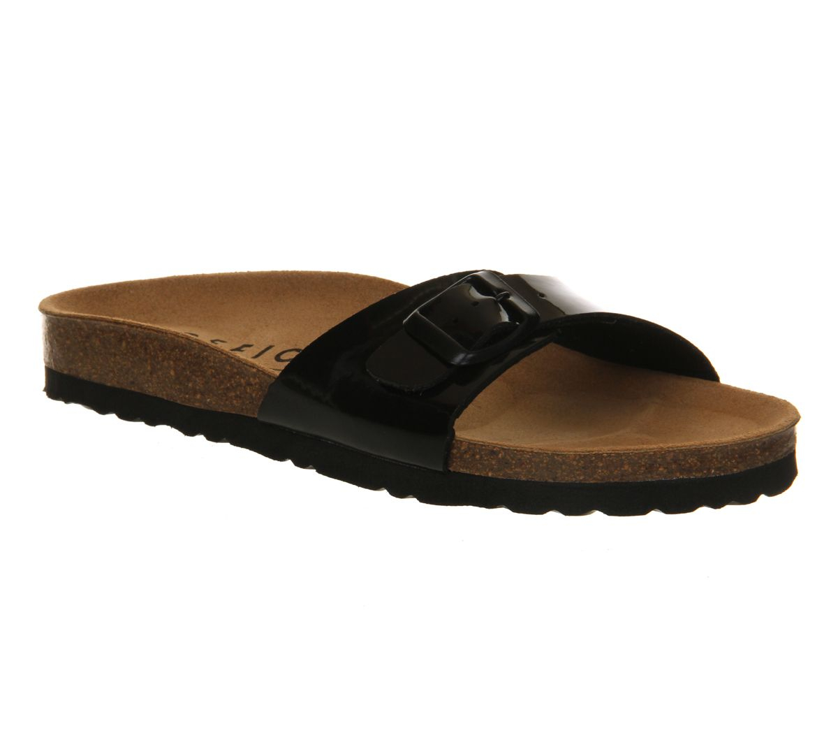 Office Icon Footbed Flat Slip On Sandals in Black | Lyst