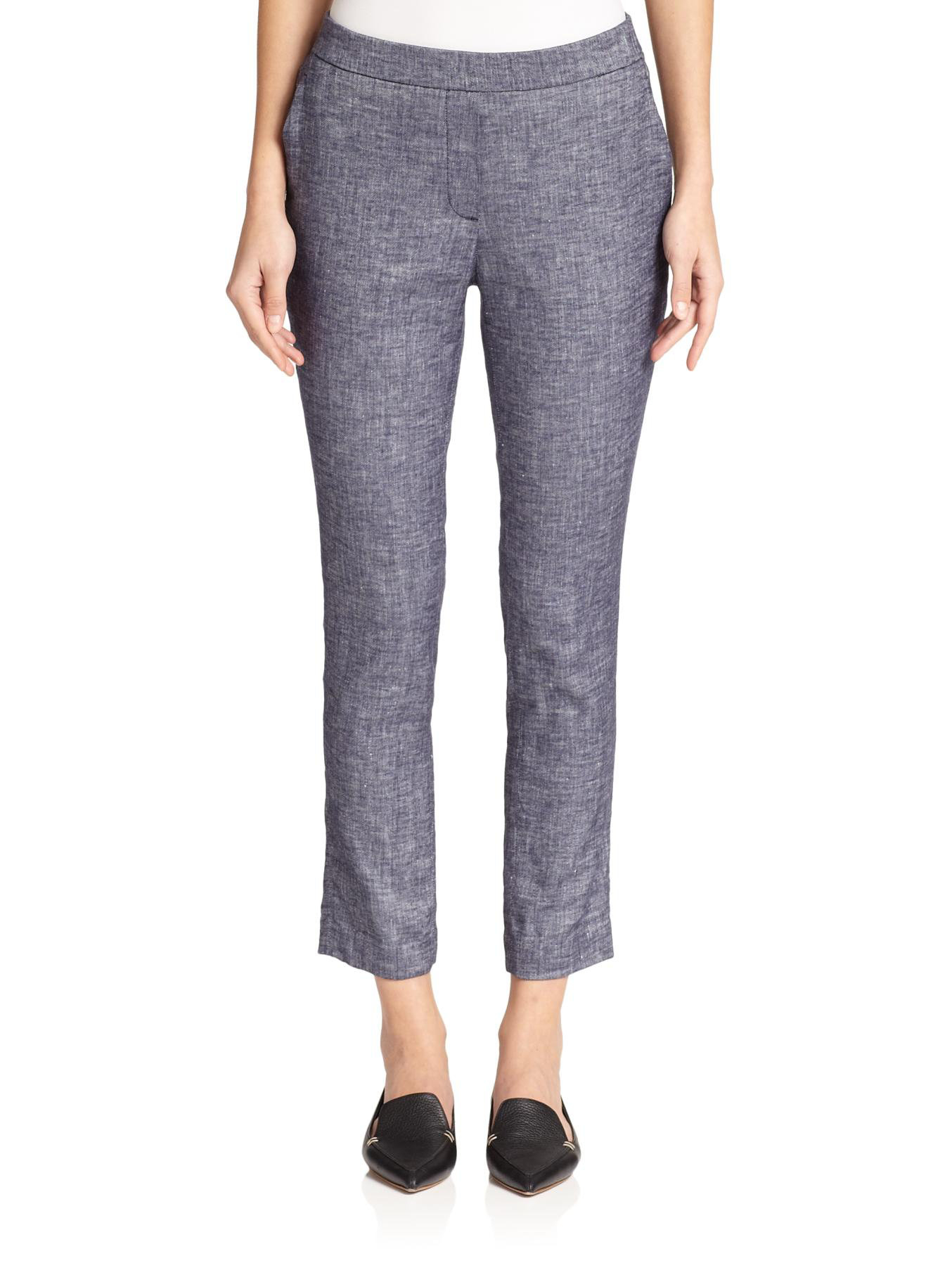 Theory Thaniel Tierra Stretch-linen Pants in White | Lyst