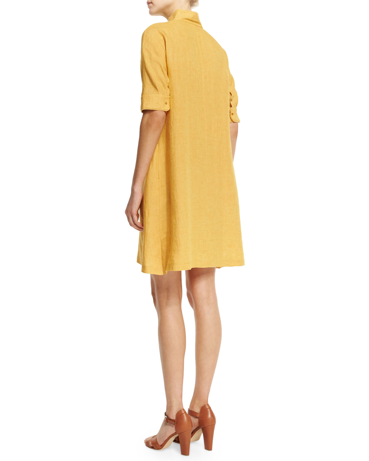 Yellow Linen Shirt Dress