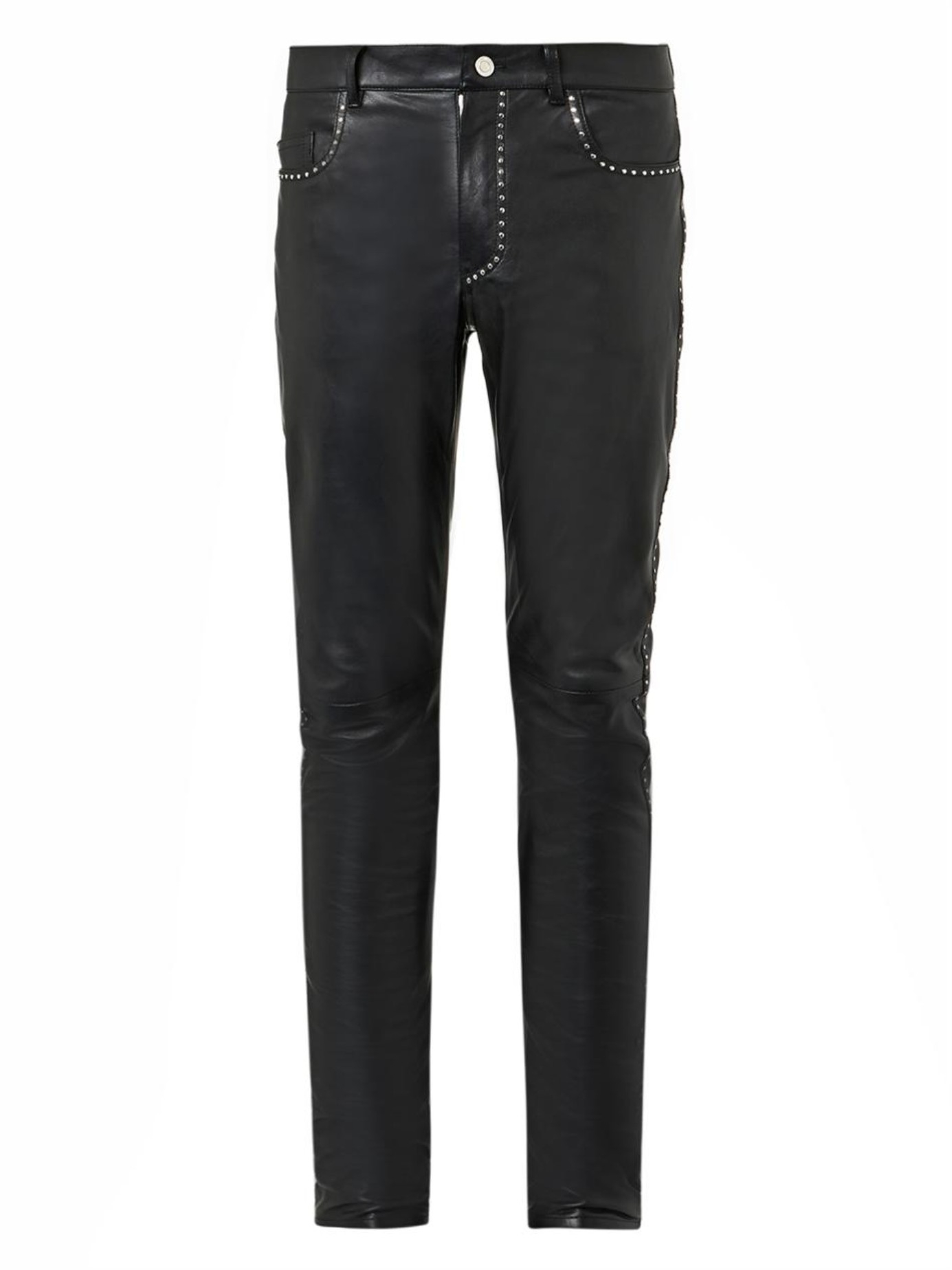 Saint Laurent Studded Leather Trousers in Black for Men - Lyst