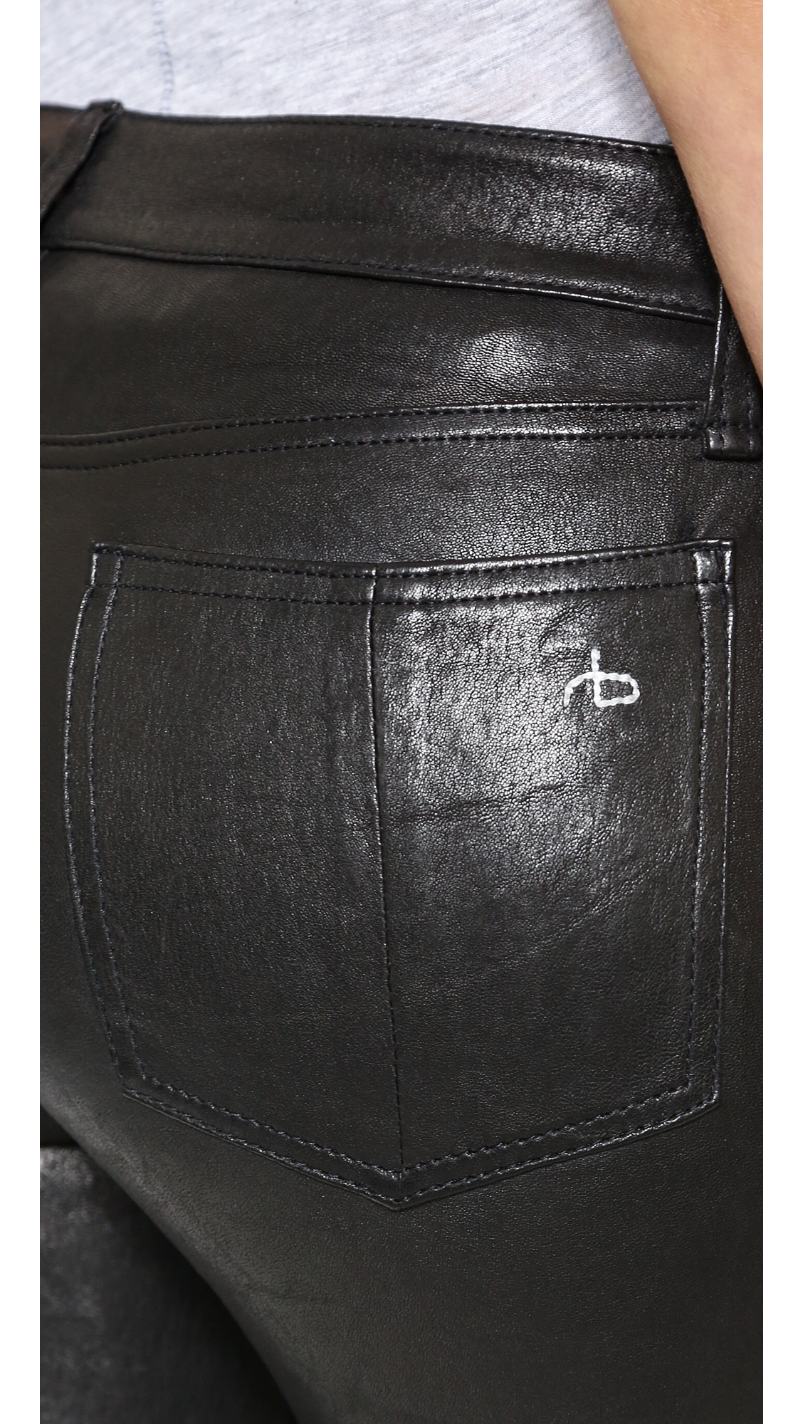 Rag & bone The Leather Skinny Pants - Washed Black in Black | Lyst