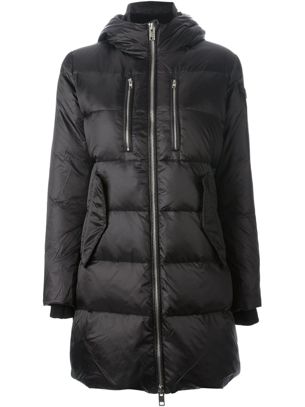 DIESEL Padded Long Jacket in Black - Lyst