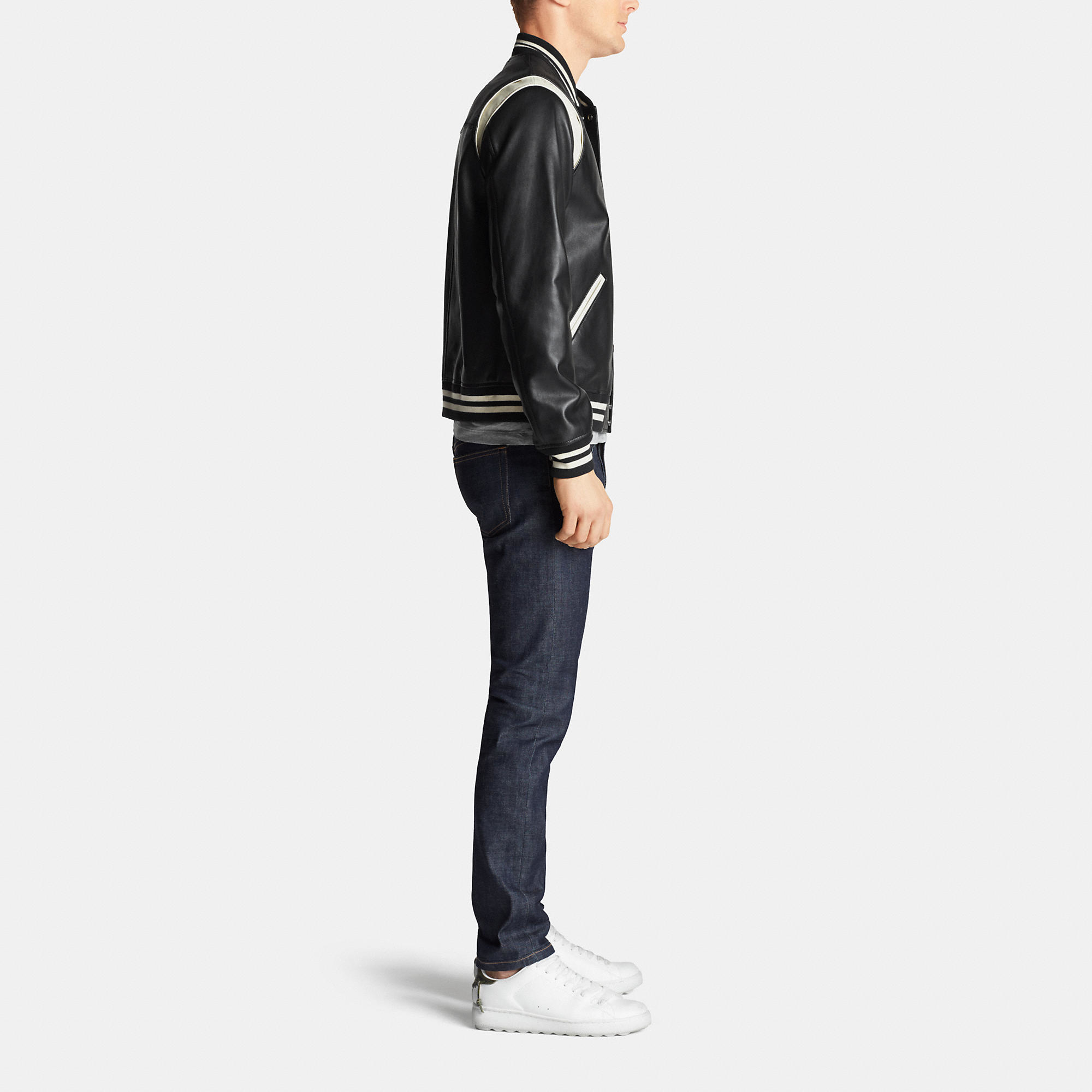 COACH Leather Baseball Jacket in Black for Men Lyst