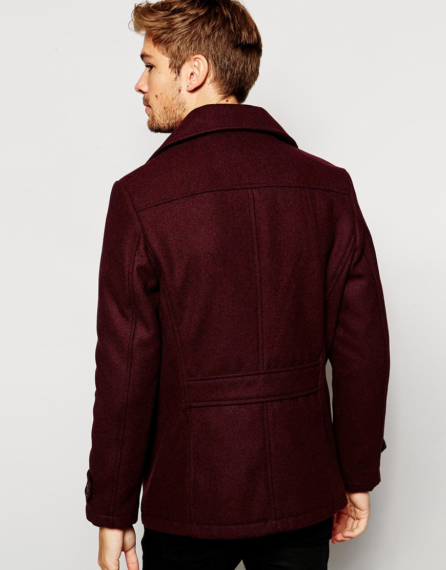 SELECTED Selected Wool Pea Coat in Red for Men Lyst