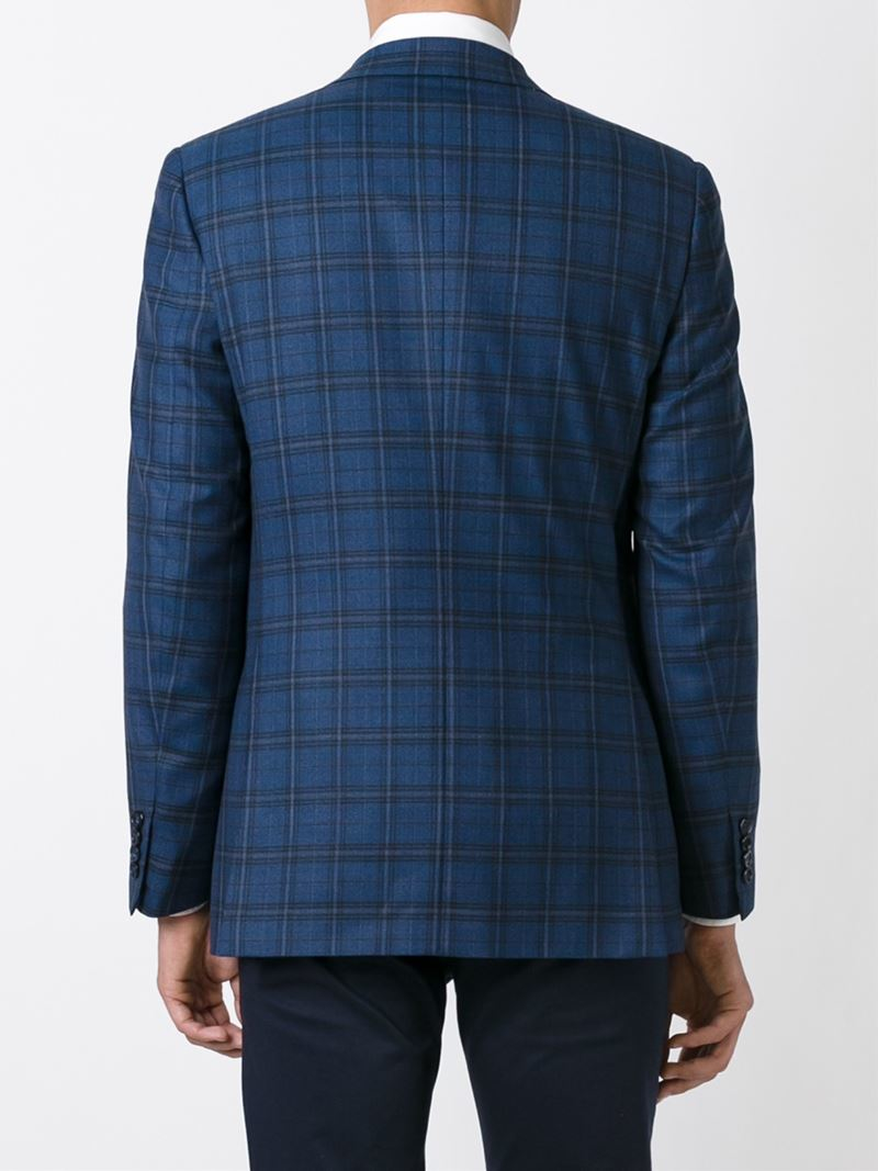 Lyst Brioni Checked Blazer in Blue for Men