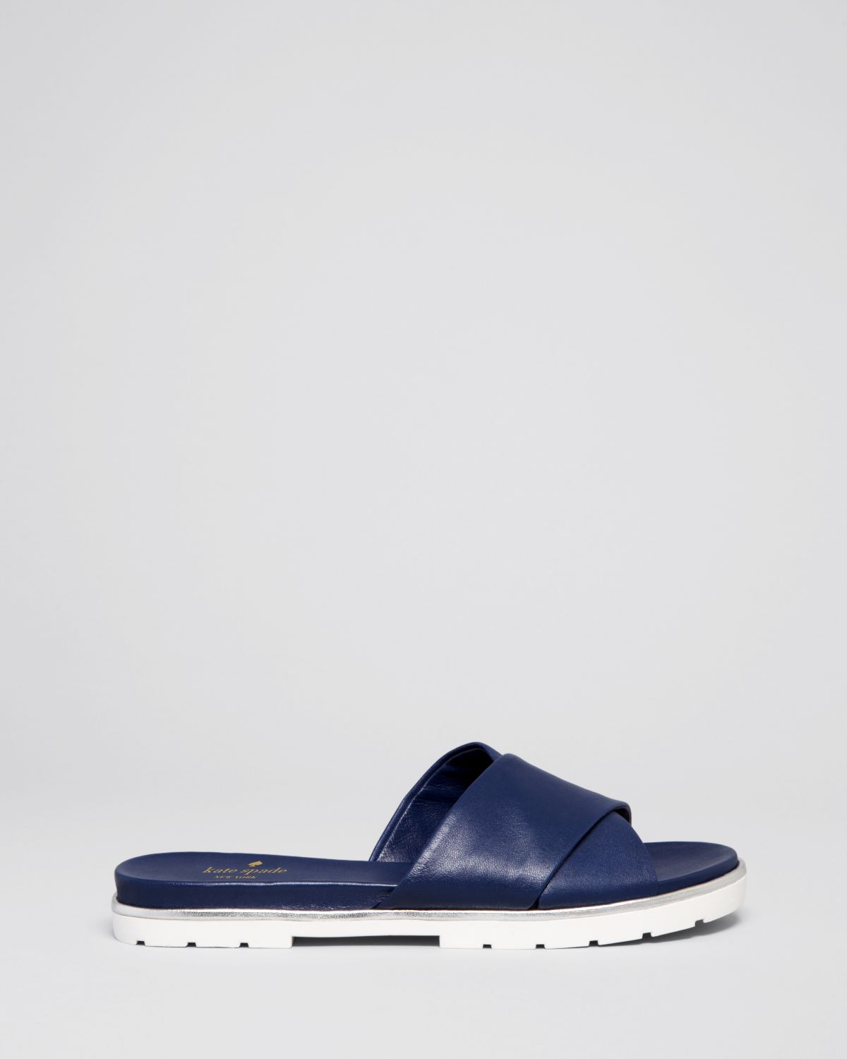 Blue Flat Slide Sandals - Markey