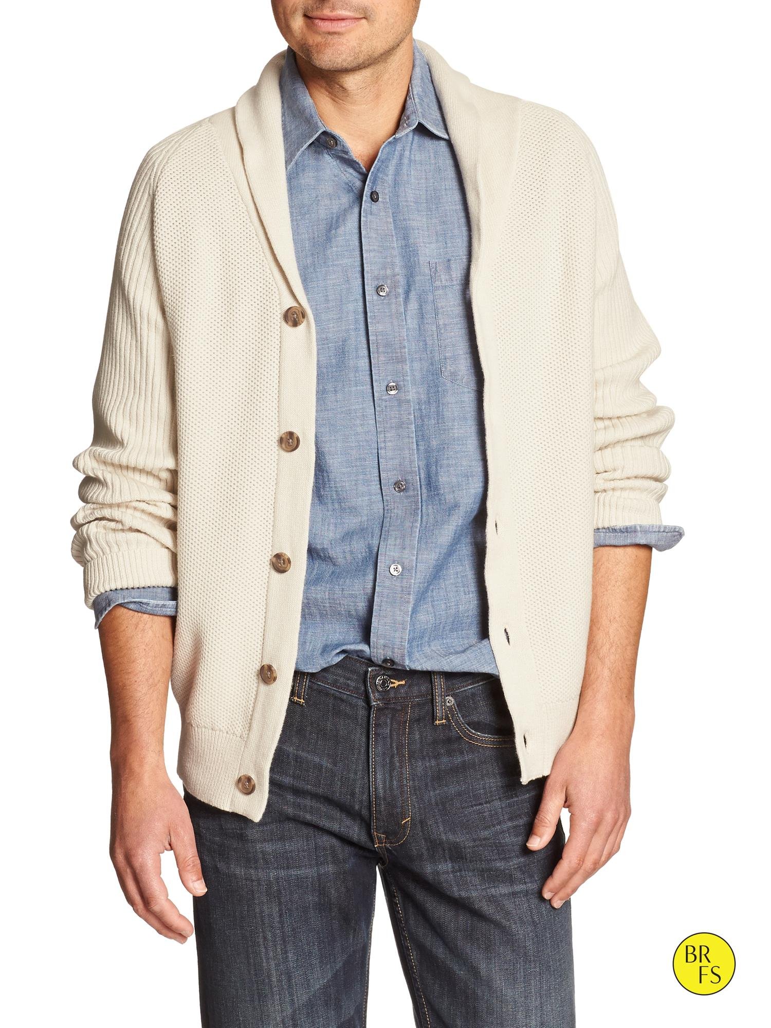 Banana Republic Factory Shawlcollar Cardigan in Beige for Men