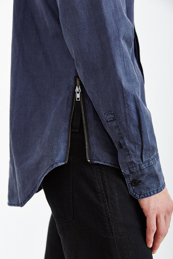 zipper button down shirt