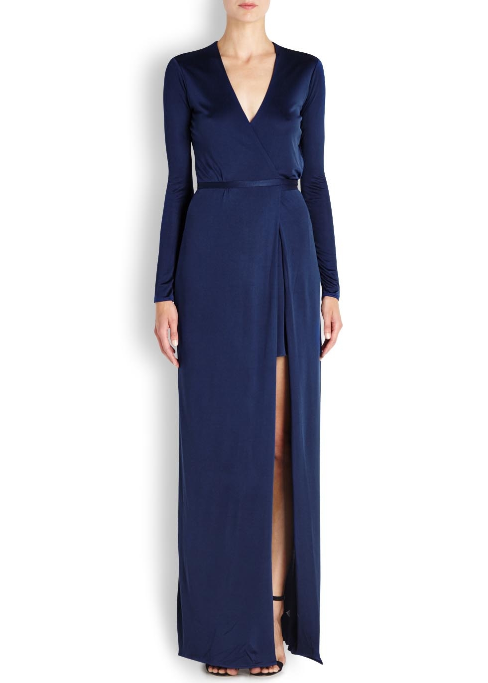 Issa Antonia Navy Wrap-effect Silk Maxi Dress in Blue (navy) | Lyst