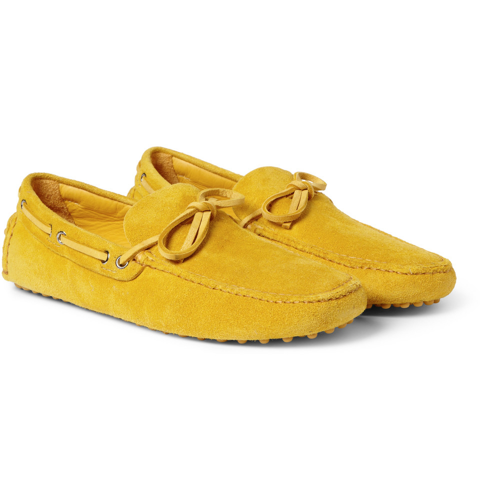 yellow driving shoes