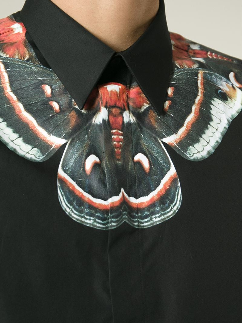 Givenchy Moth Print Shirt in Black for Men - Lyst