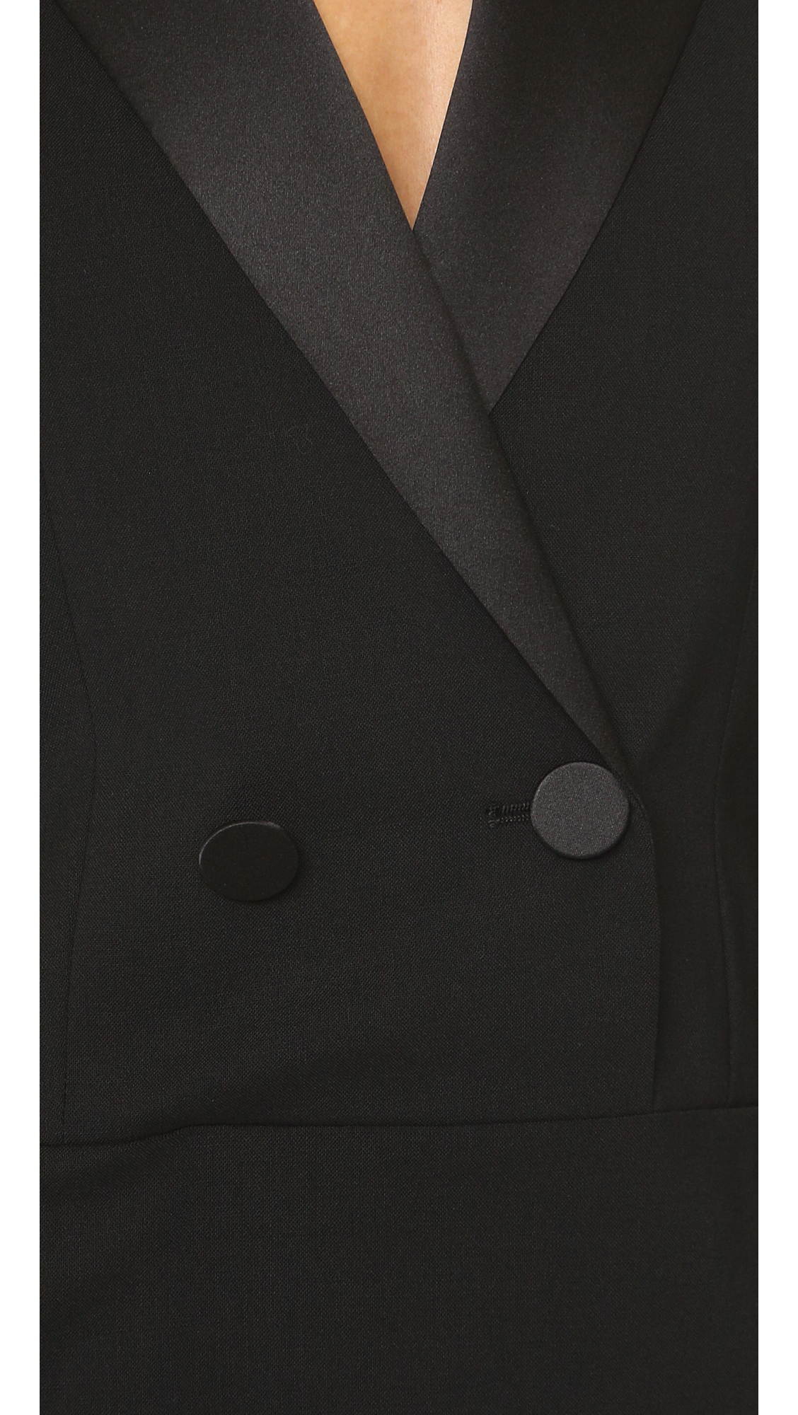 Lyst - Dkny Long Sleeve Tuxedo Dress in Black