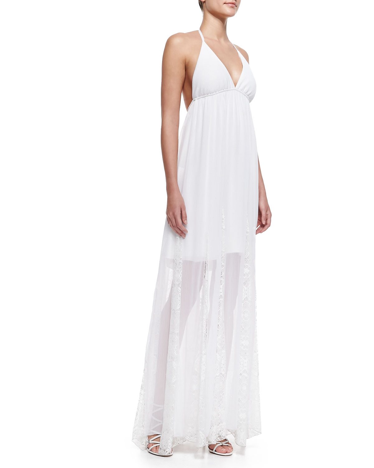 halter lace maxi dress