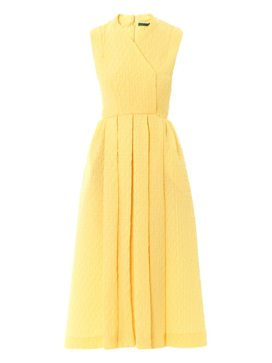 Lyst Emilia Wickstead Jully TexturedCrepe Sleeveless Dress in Yellow