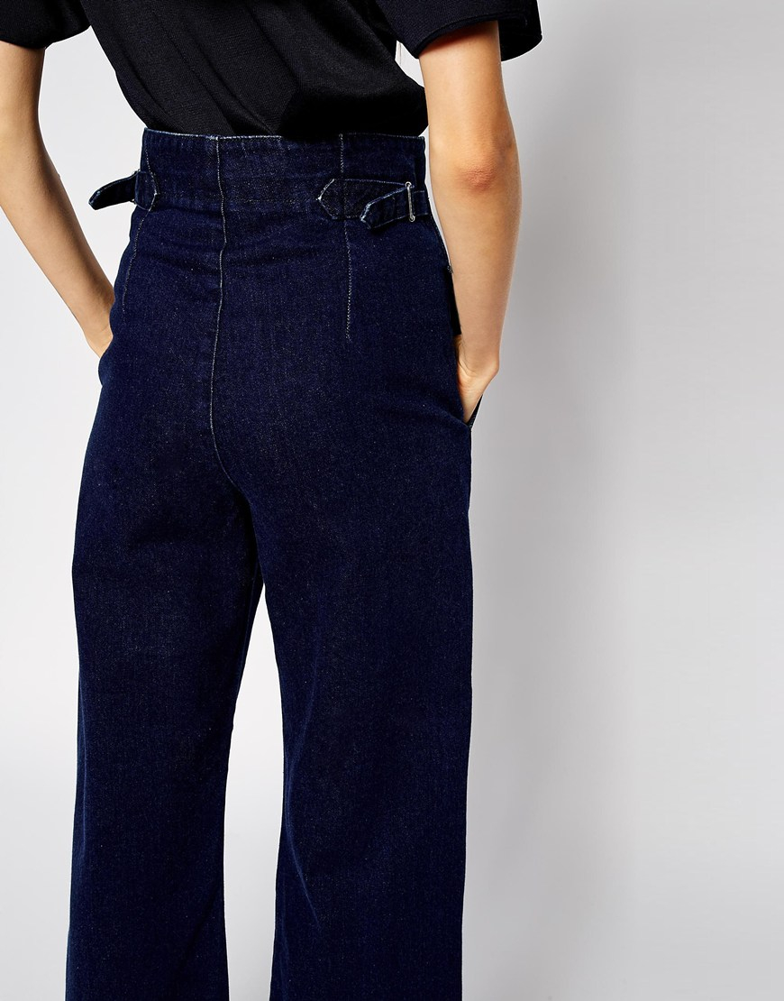 wide leg indigo jeans