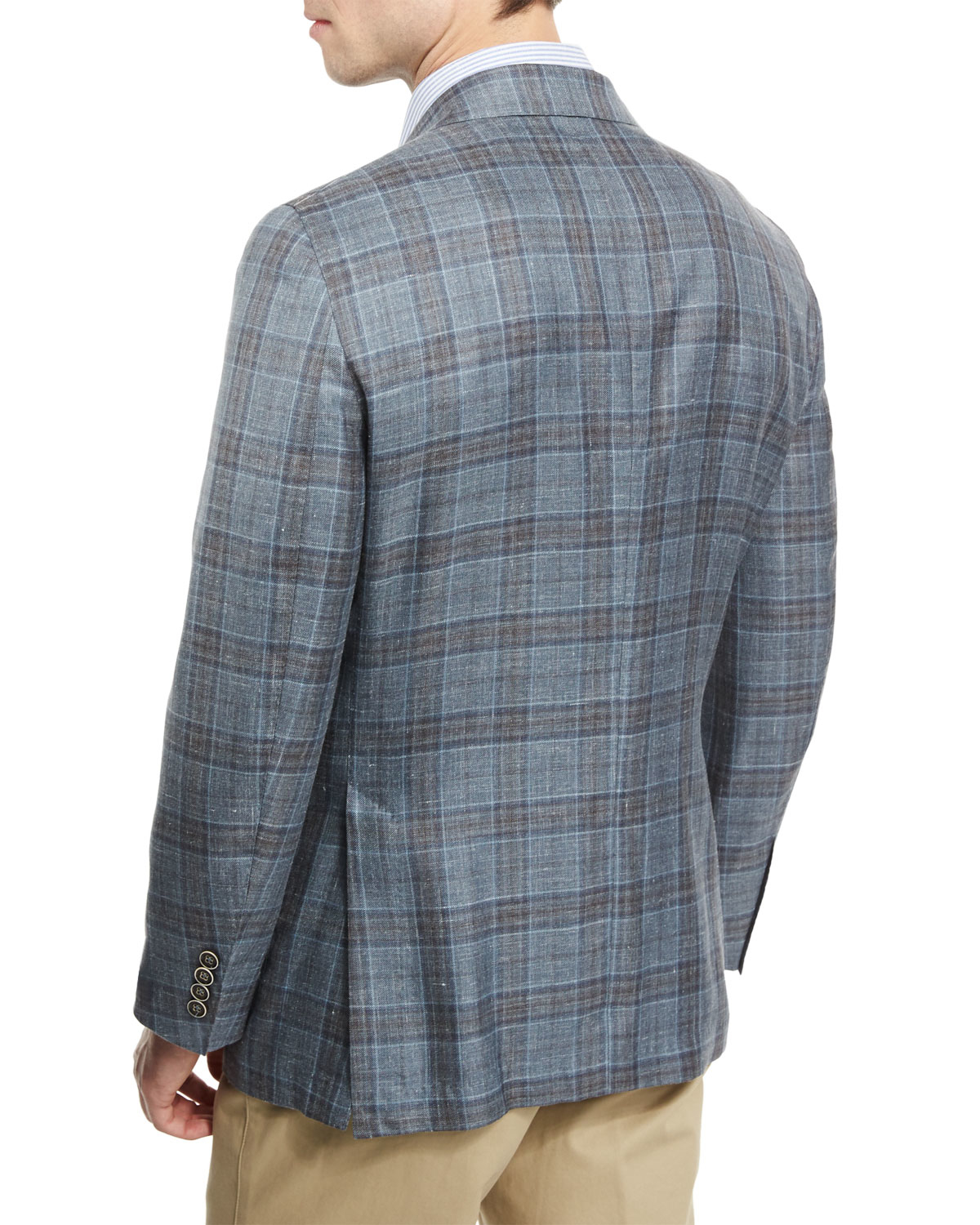 Peter Millar Shadow-plaid Wool-blend Sport Coat in Gray for Men - Lyst