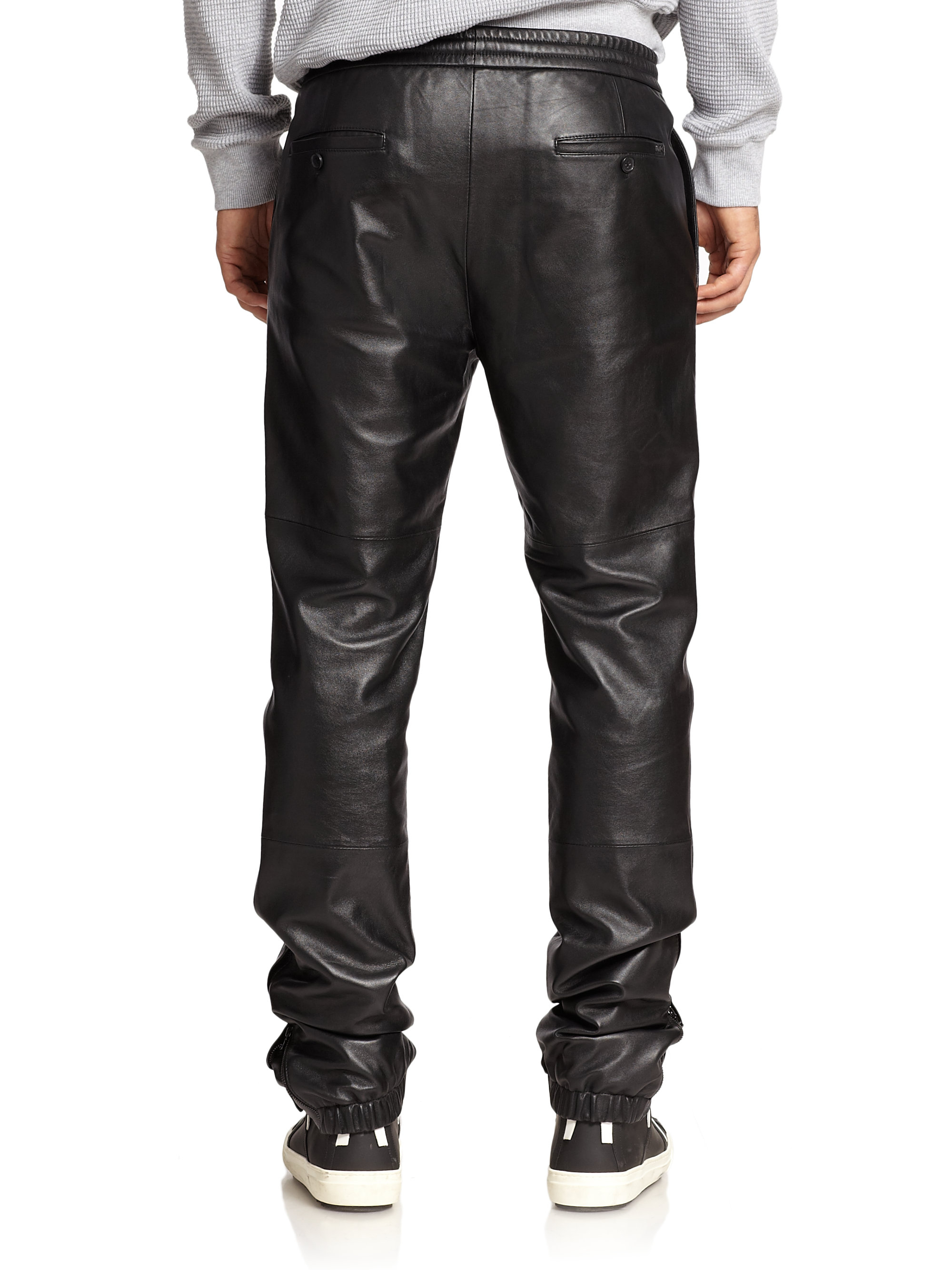 leather track pants mens