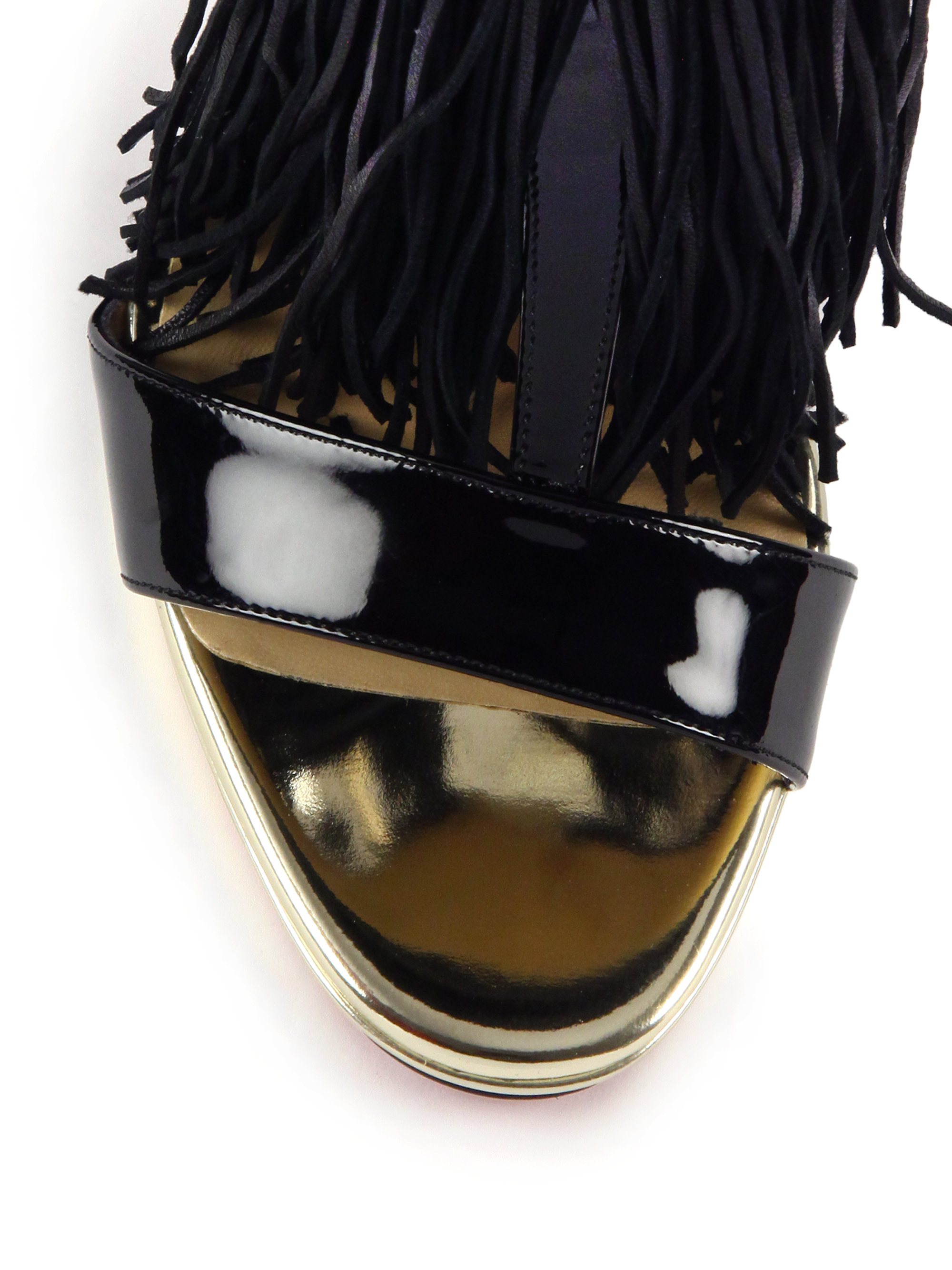 Christian louboutin Casanovella Leather-Fringed Patent Leather ...  