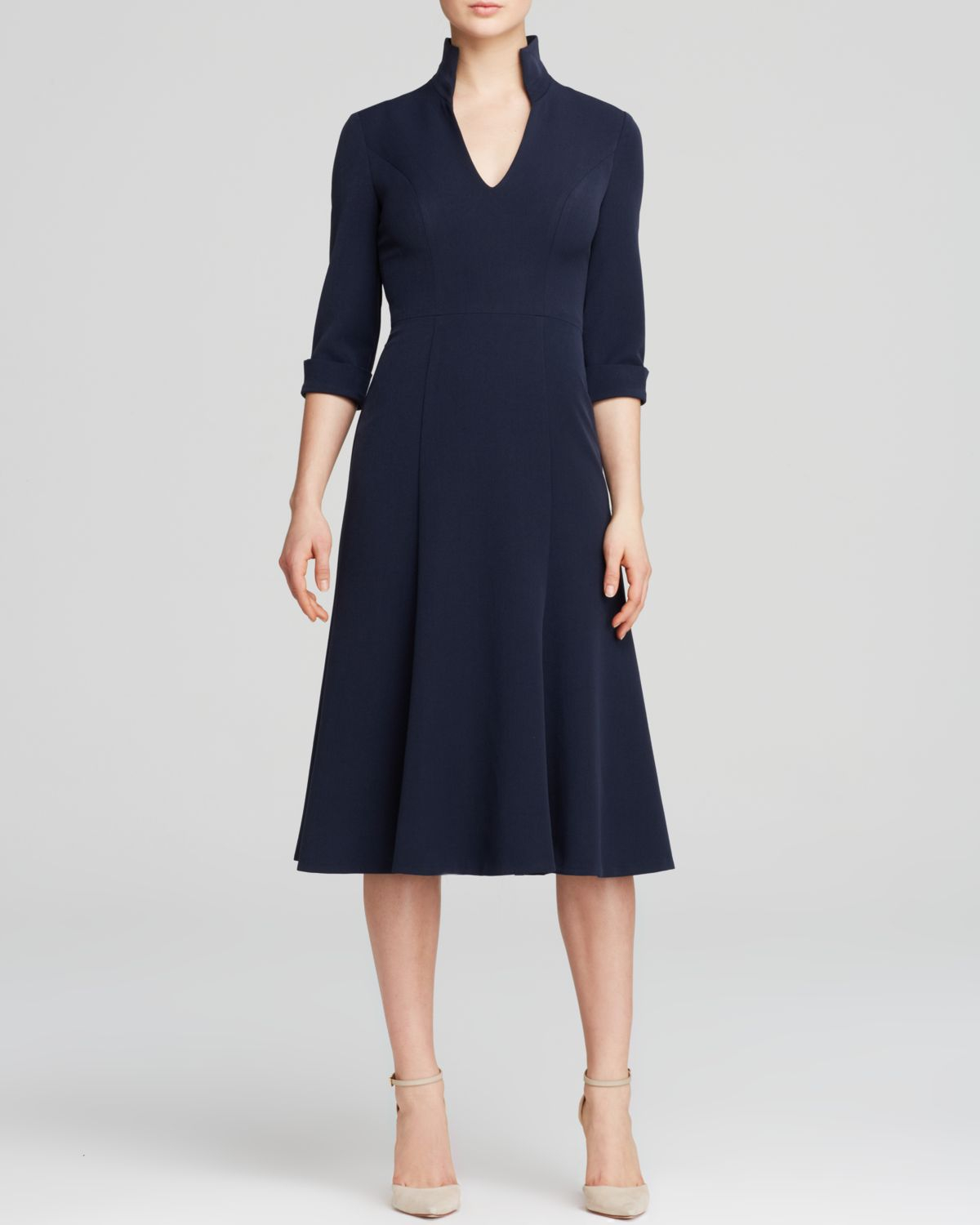 v neck with collar dress