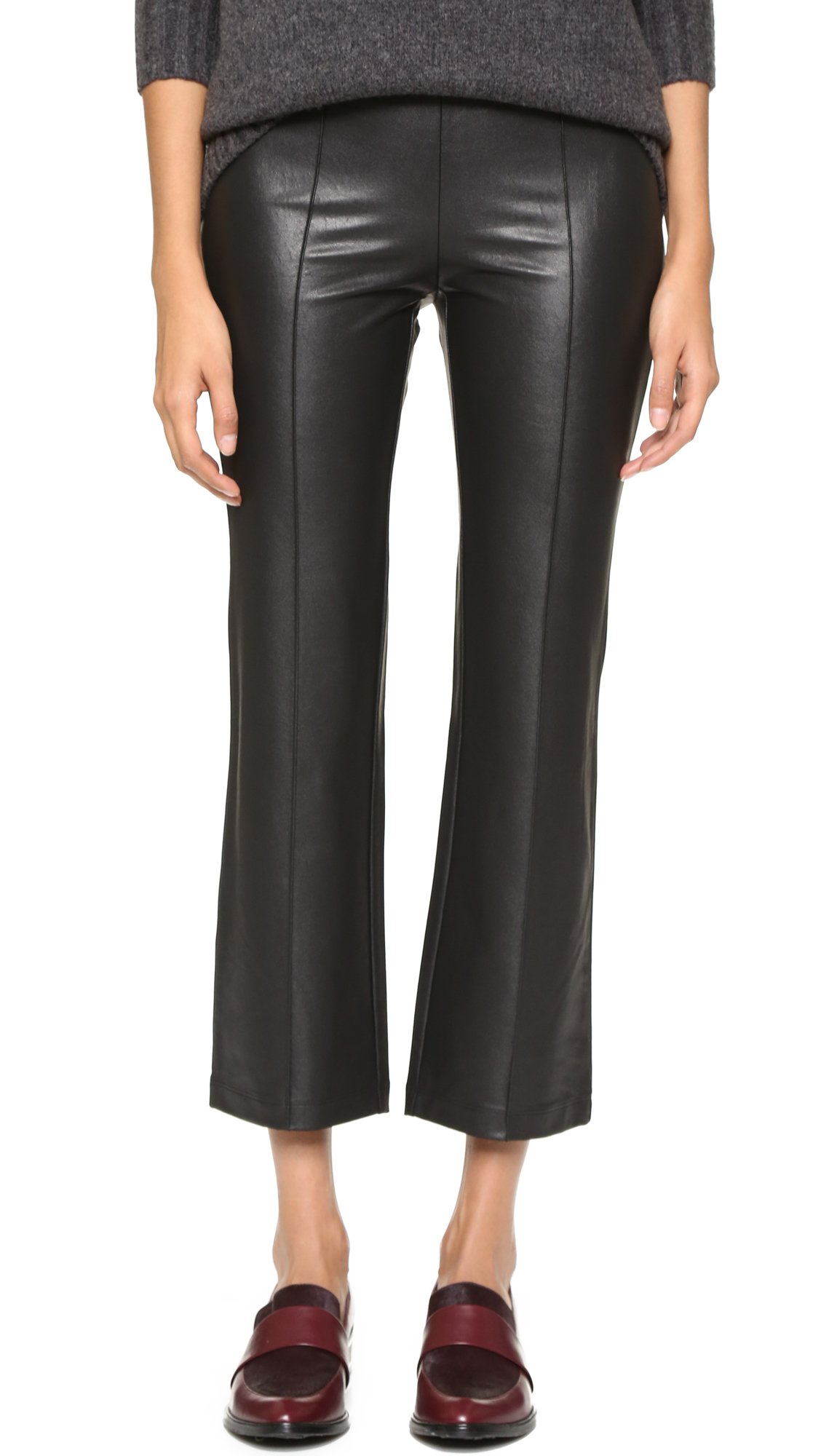 BCBGMAXAZRIA Faux Leather Cropped Pants in Black - Lyst