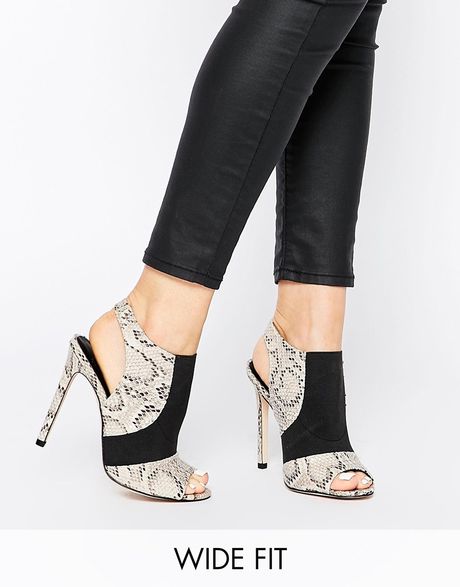 Asos Hush Wide Fit Heeled Sandals in Beige (Snake) | Lyst