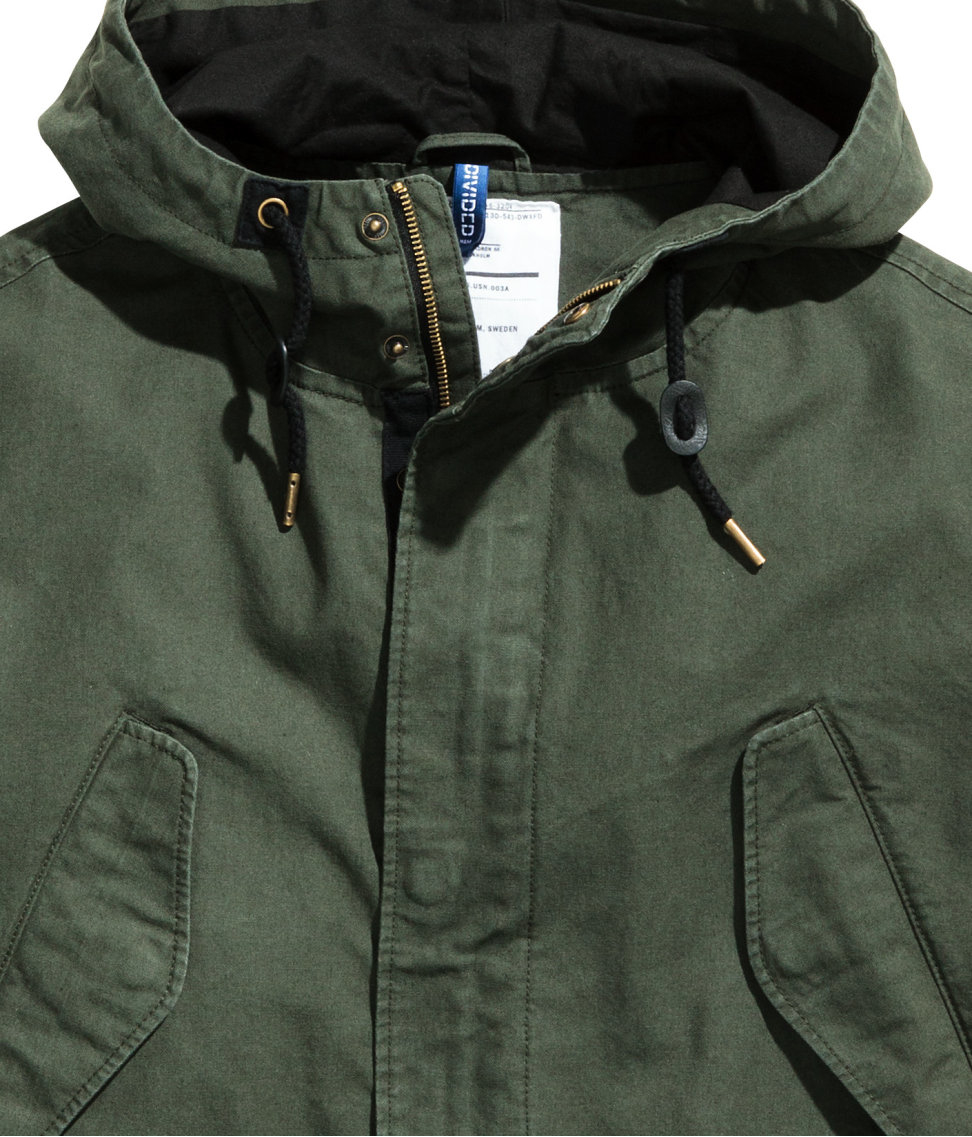 H&M Cotton Parka in Green for Men | Lyst