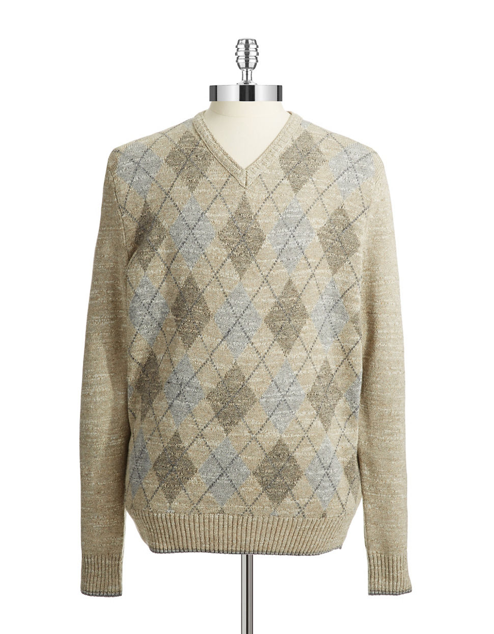 Lyst Black & Brown Cotton Argyle Sweater in Natural for Men